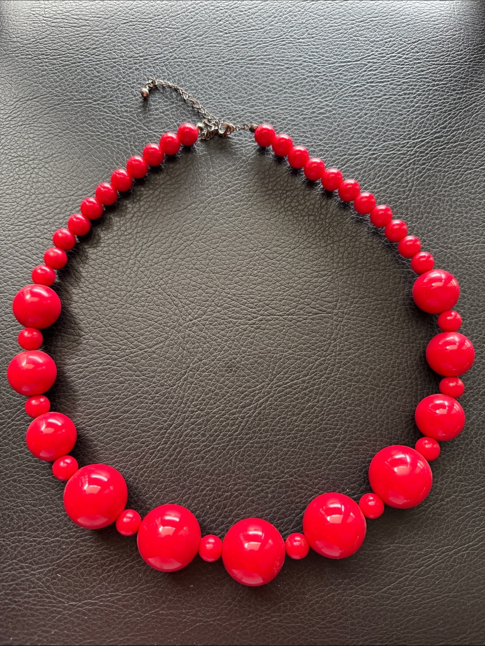 Red Multi Size Beaded Statement Necklace Women